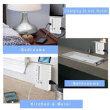 ElectroWorx Wall Mounted Multi-Plug - 6 AC Outlets, 2 USB Port, Surge Protection, Charging Shelf!