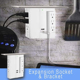ElectroWorx Wall Mounted Multi-Plug - 6 AC Outlets, 2 USB Port, Surge Protection, Charging Shelf!