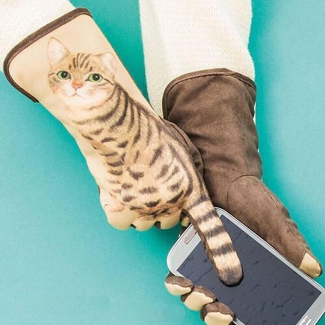 Cat Tail Finger Touch Screen Gloves