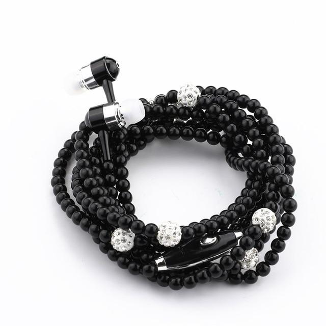 PEARL NECKLACE EARPHONES 3.5MM HEADSET ( ANDROID & IPHONE )