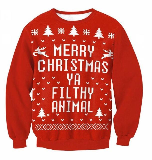 Plus Size 3D Printted Merry Christmas Unisex Ugly Sweatshirts