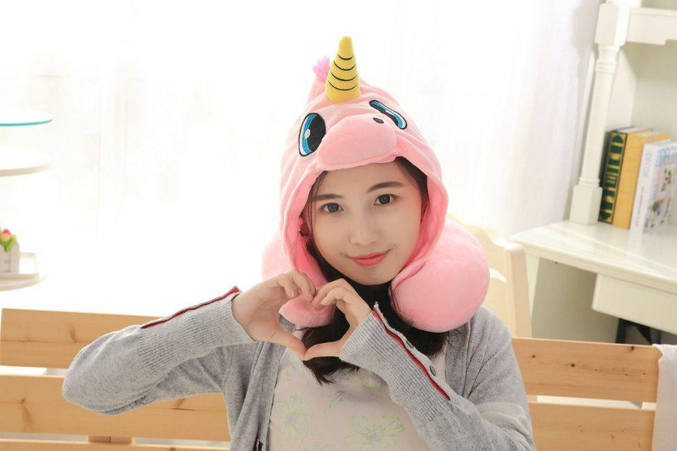 Hooded Unicorn Neck Pillow