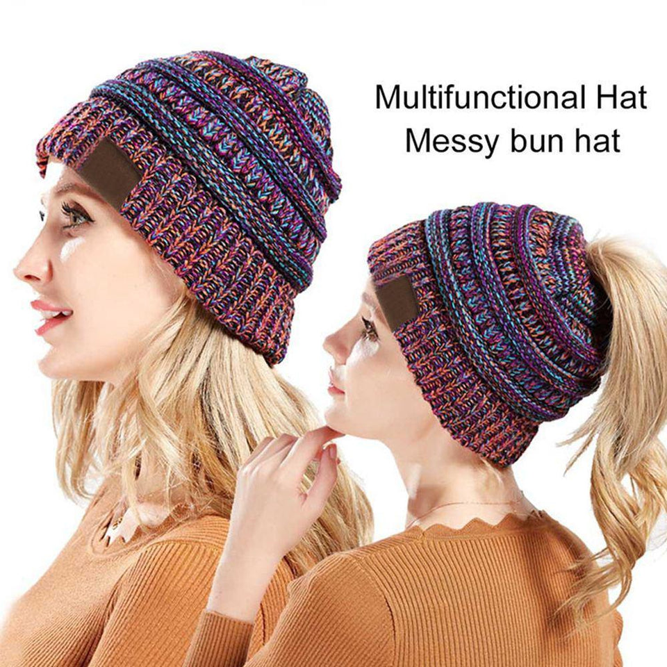 Soft Knit Ponytail Beanie