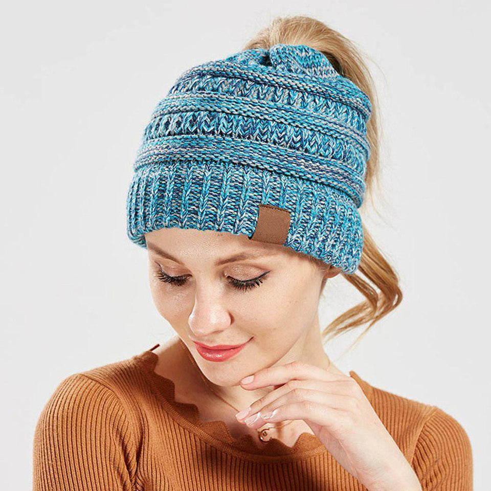 Soft Knit Ponytail Beanie