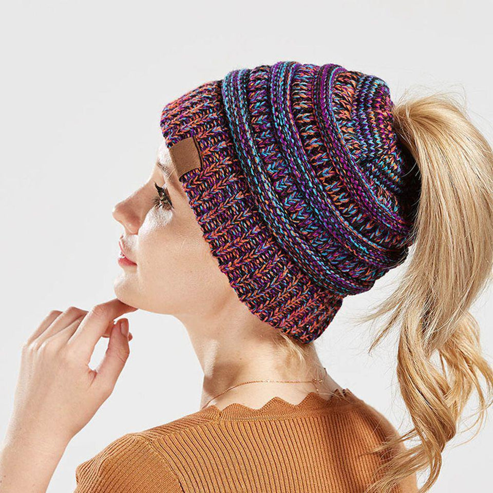 Soft Knit Ponytail Beanie