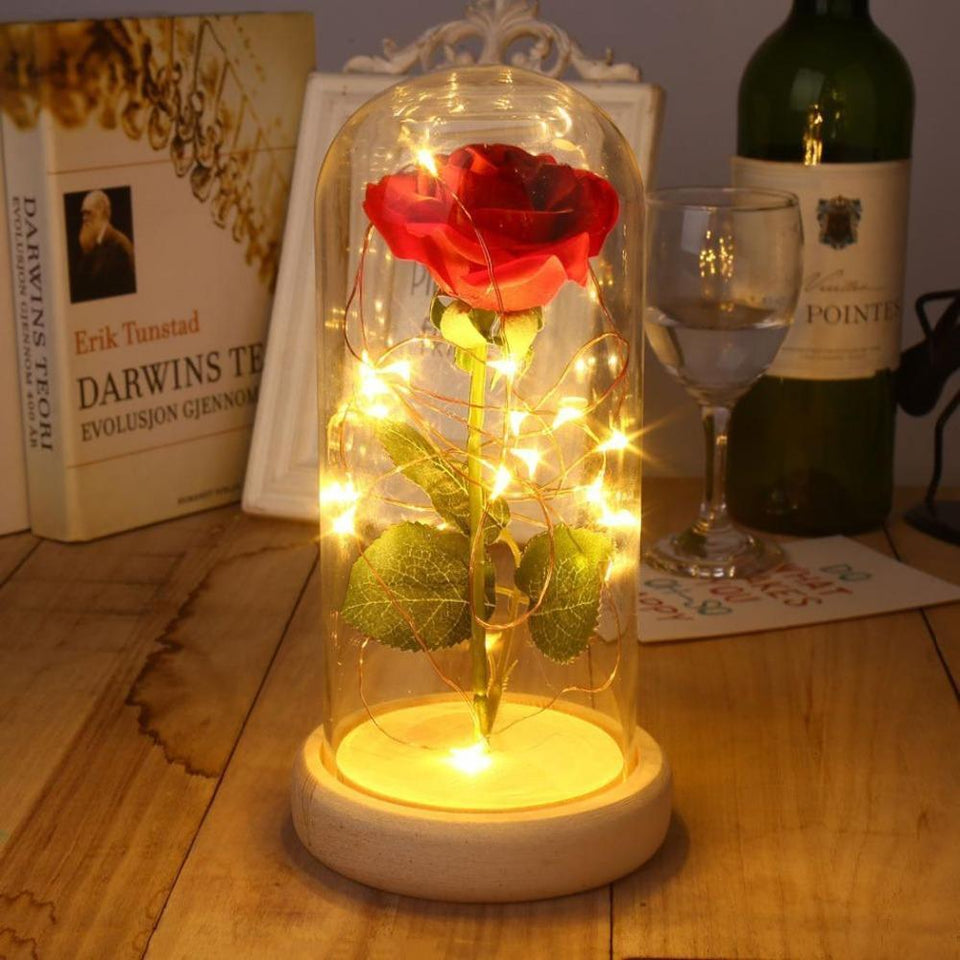 LED Beauty Rose Battery Powered Red Flower Light Desk Lamp