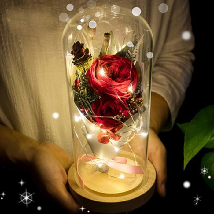LED Beauty Rose Battery Powered Red Flower Light Desk Lamp