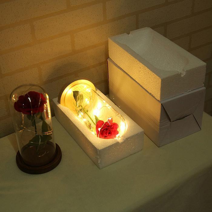 LED Beauty Rose Battery Powered Red Flower Light Desk Lamp