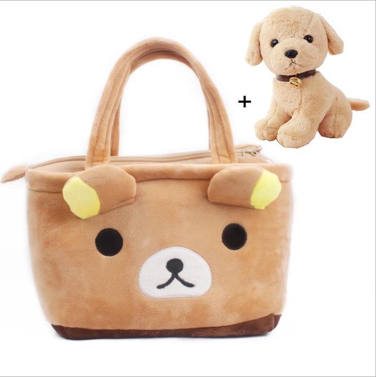 Rilakkuma Face Tote Bags for girls with Cute Puppy Toy