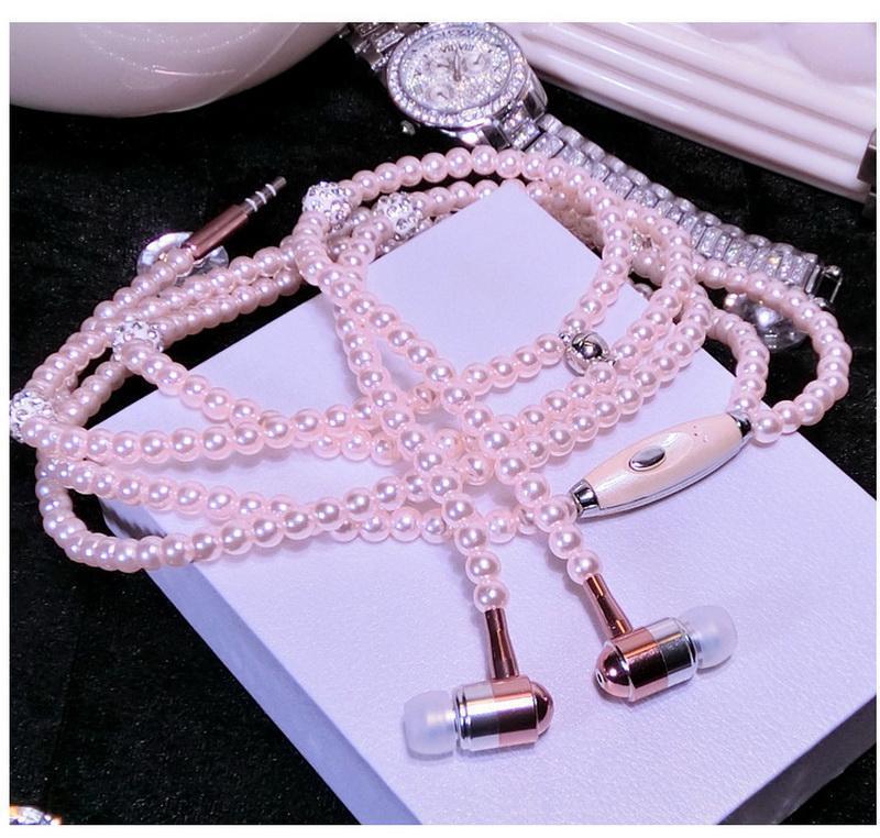 PEARL NECKLACE EARPHONES 3.5MM HEADSET ( ANDROID & IPHONE )